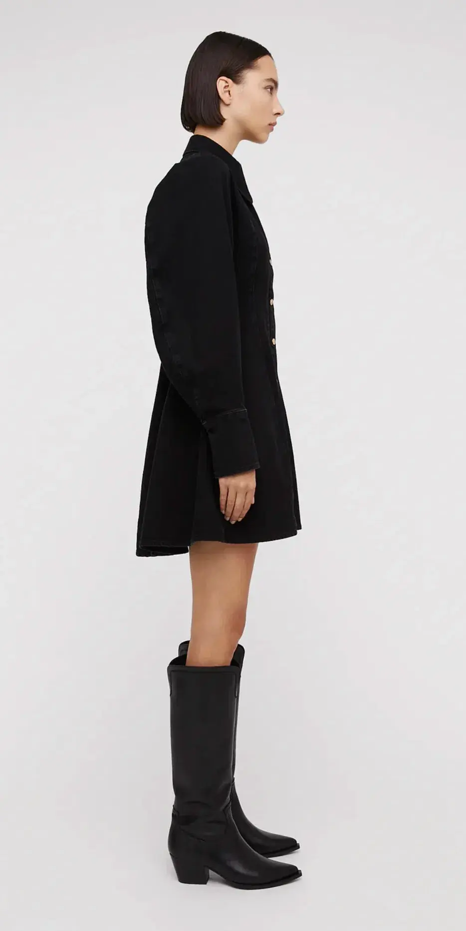 Scanlan Theodore Denim Cocoon Sleeve Mini Dress Black Size 6 - Image 2