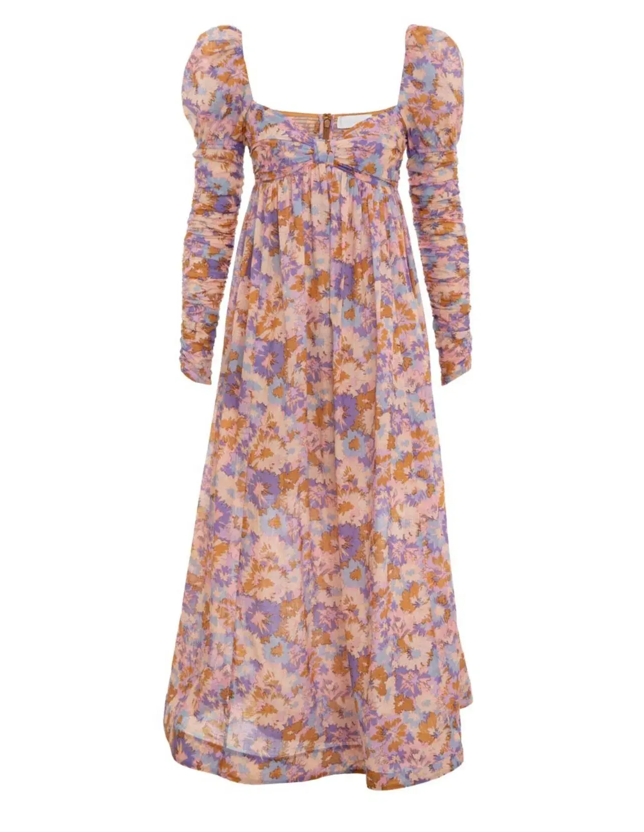 Zimmermann The Violet Twist Front Midi Dress in Purple Multi Floral Print Size 0/Au 8 - Image 3