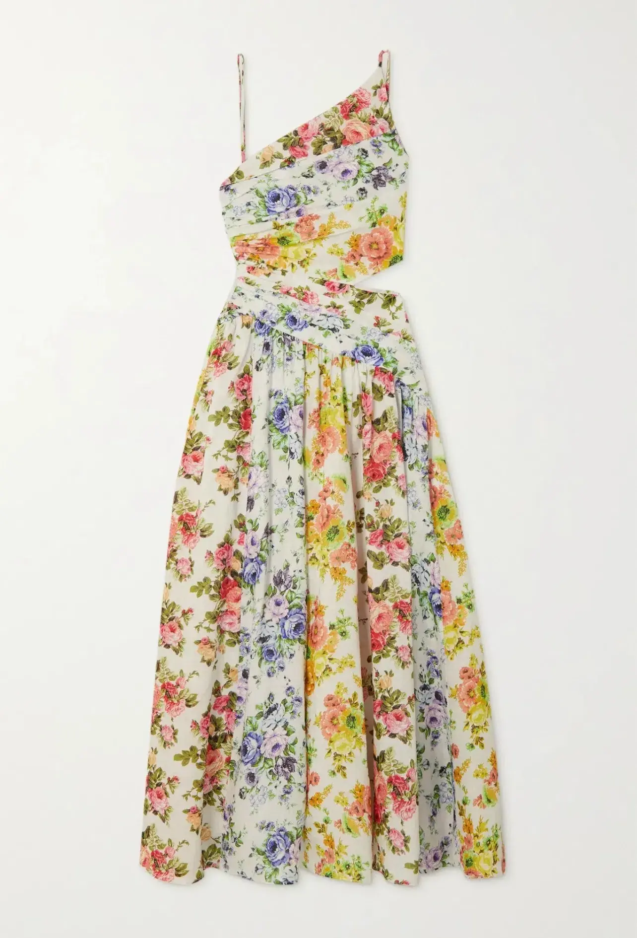Zimmermann Net Sustain Asymmetric Open-Back Floral-Print Organic Linen Midi Dress Print Size 0 - Image 3