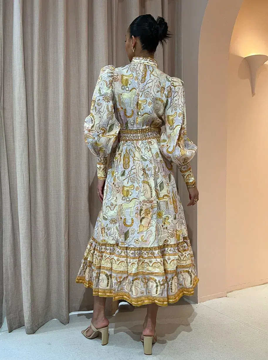 Alemais Solitaire Midi Dress Watercolour Print Size 12 - Image 2