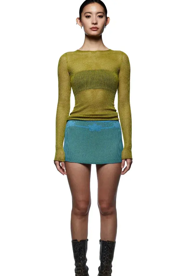 Tank Air Studio Hot Mesh Top and Lotus Mini Skirt Green/Blue Size AU 6 - Image 1