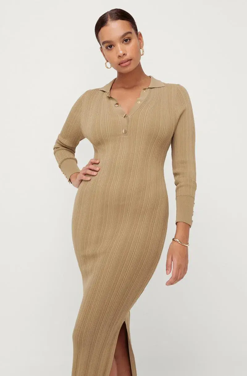 Sheike Rib Polo Dress Green Size 6 - Image 2