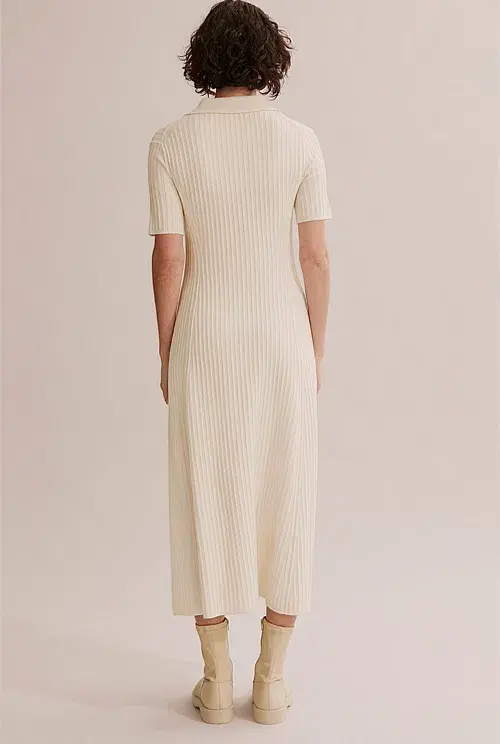 Country Road Button Through Knit Midi Dress Cream Size XXS / Au 4 - Image 3