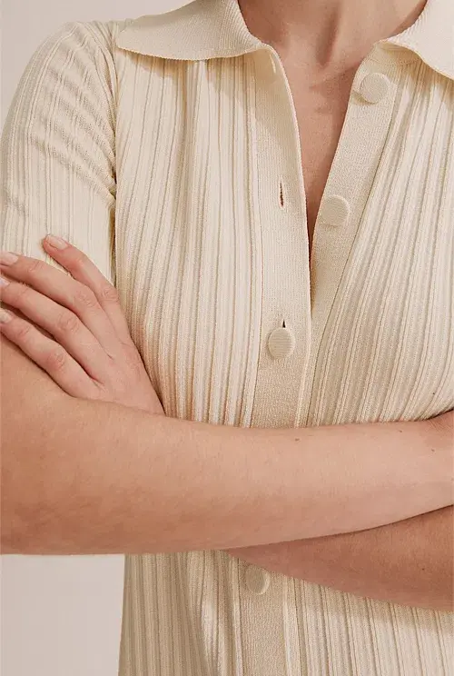 Country Road Button Through Knit Midi Dress Cream Size XXS / Au 4 - Image 2