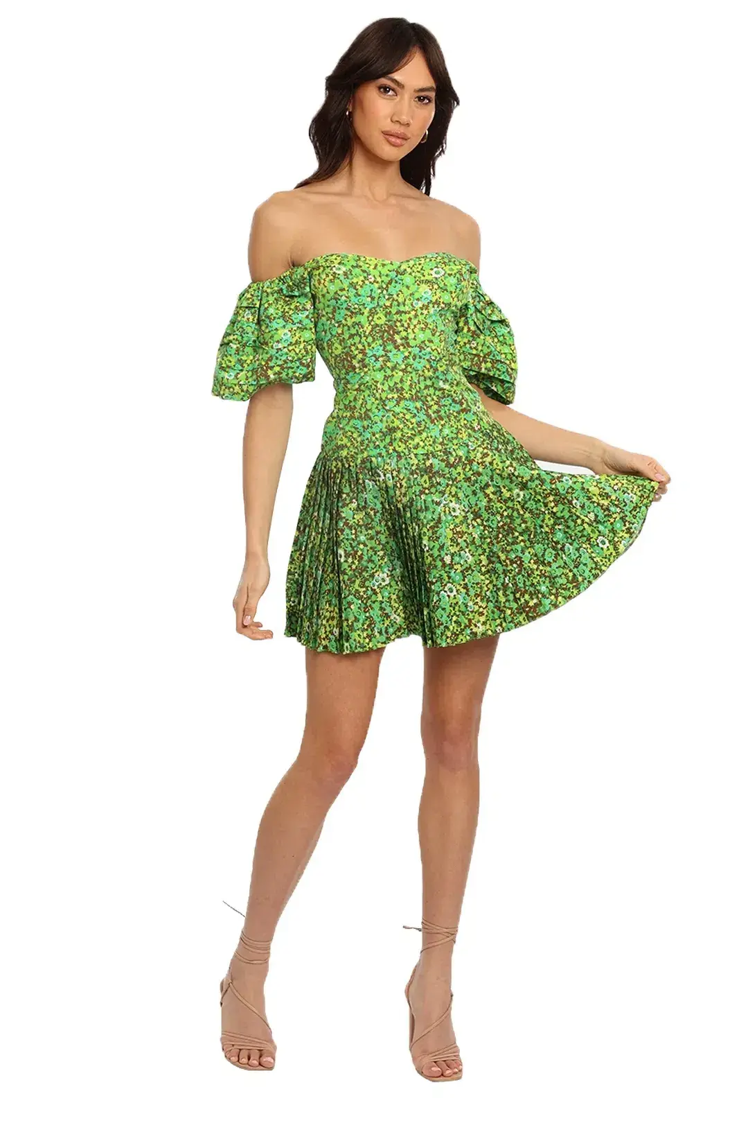 Alemais Phyllis Pleat Mini Dress Green Size 6 - Image 2