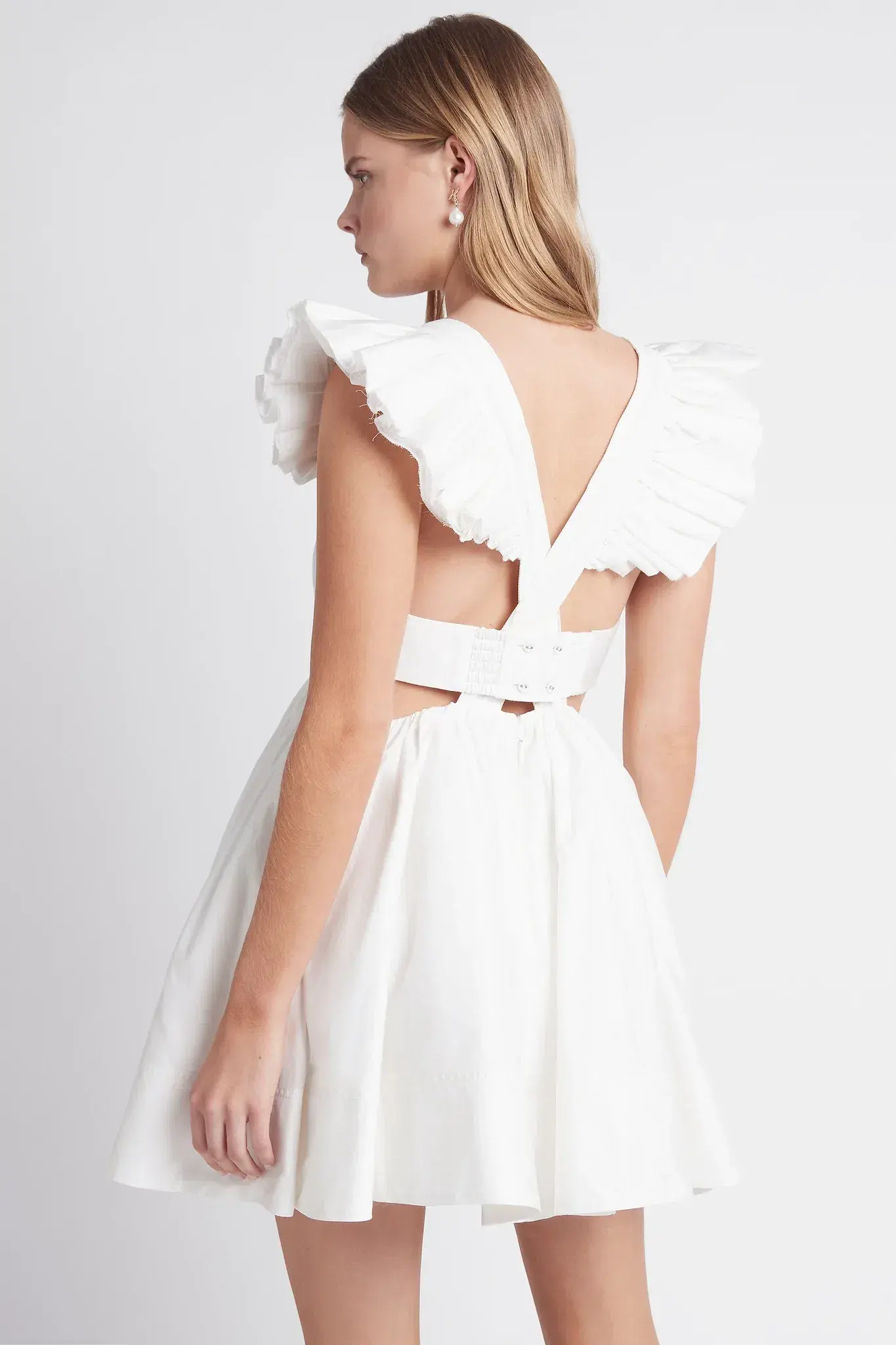 Aje Midsummer Mini Dress Ivory Size 14 - Image 4