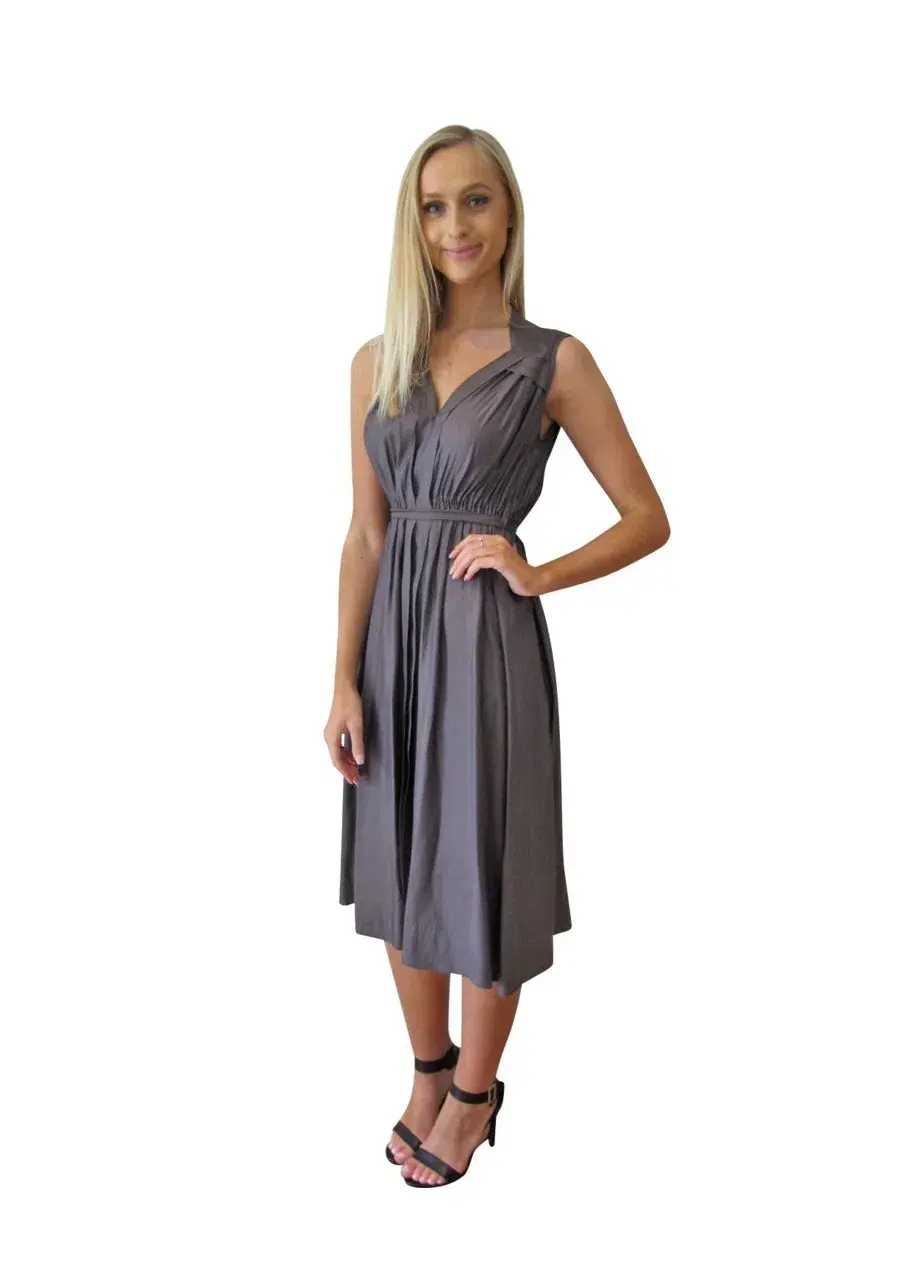 Scanlan Theodore V Neck Dress Grey Size 8 - Image 2