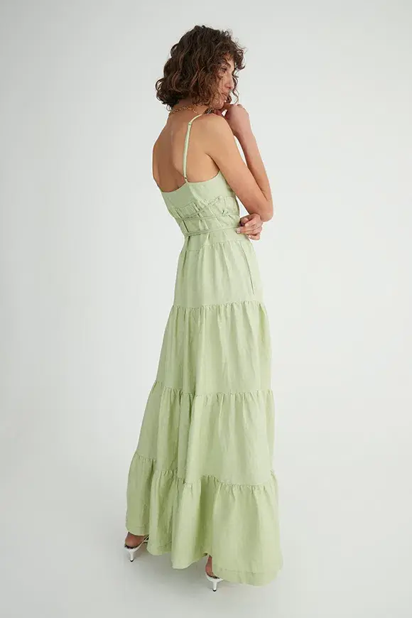 Hansen & Gretel Roberta Dress in Melon Green Size 6 - Image 4