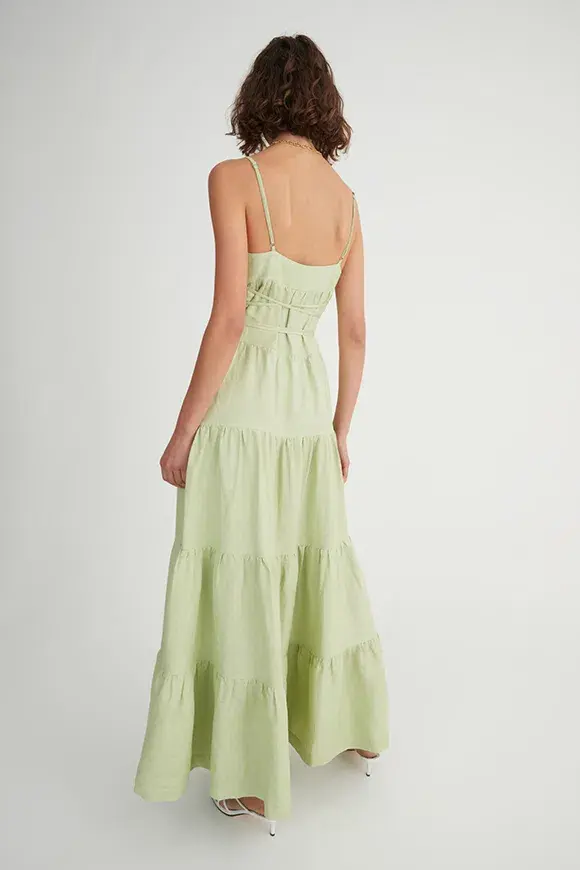 Hansen & Gretel Roberta Dress in Melon Green Size 6 - Image 3