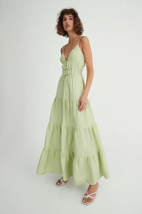 Hansen & Gretel Roberta Dress in Melon Green Size 6 - Image 2