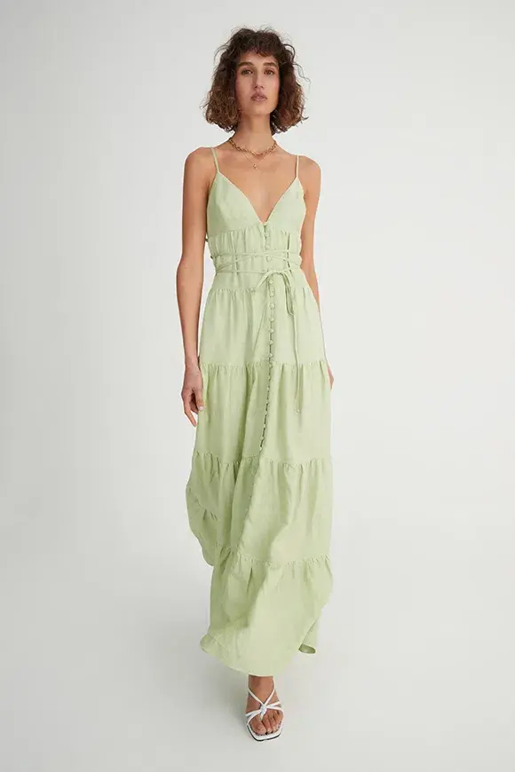 Hansen & Gretel Roberta Dress in Melon Green Size 6 - Image 1
