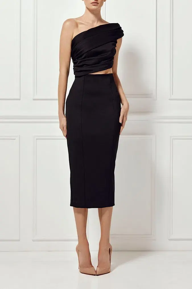 Misha Beradonna One Shoulder Dress Black Size 12 - Image 1
