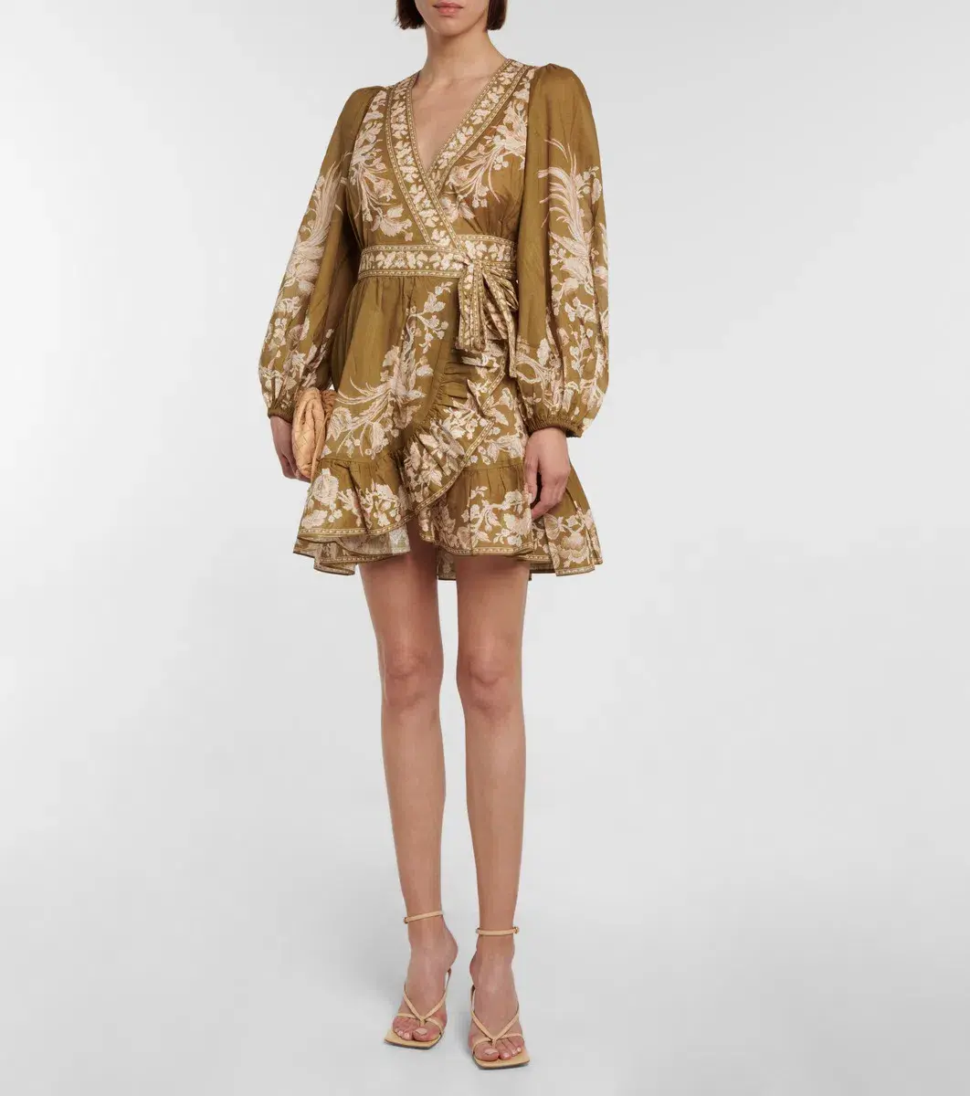 Zimmermann The Anneke Wrap Mini Dress in Olive Bird Size 3 - Image 1