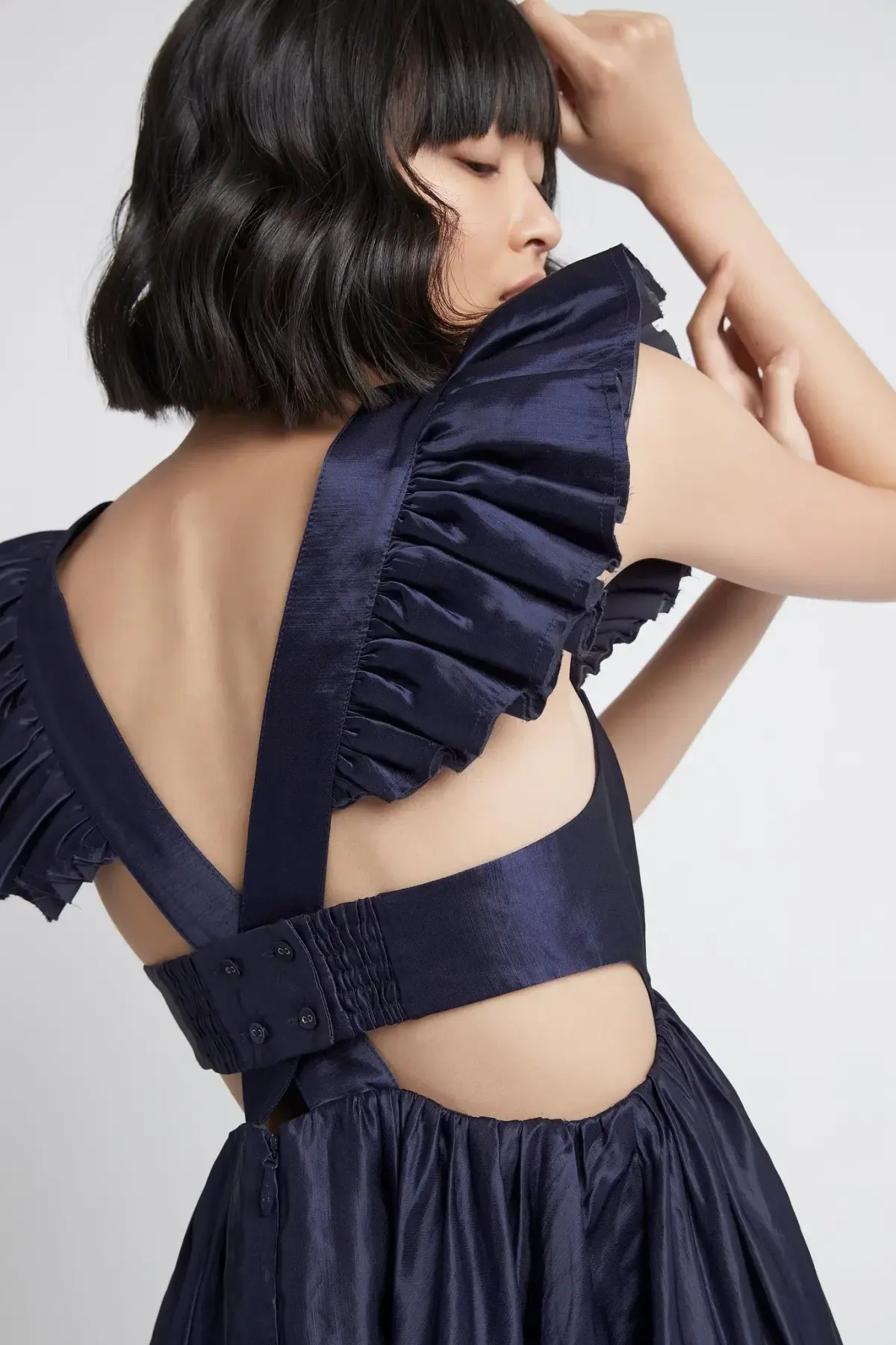 Aje Revitalise Frill Mini Dress Indigo Size 4 - Image 3