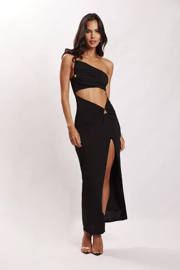 Meshki Sami Cut Out Midi Dress with Hardware Black Size XS - Image 1