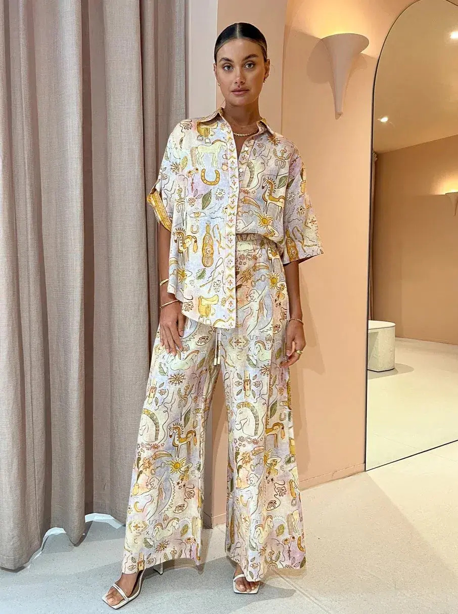 Alemais Solitaire Shirt and Pants Set Watercolour Print Size 12 - Image 1