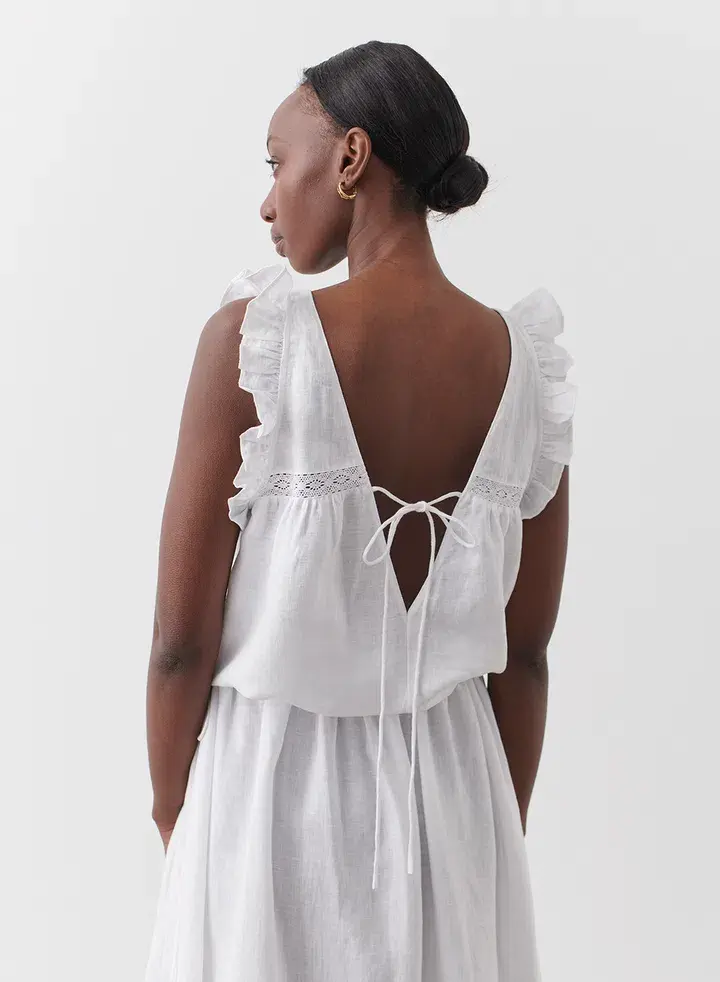 Joslin Gracie Linen Maxi Dress White Size 10 - Image 4