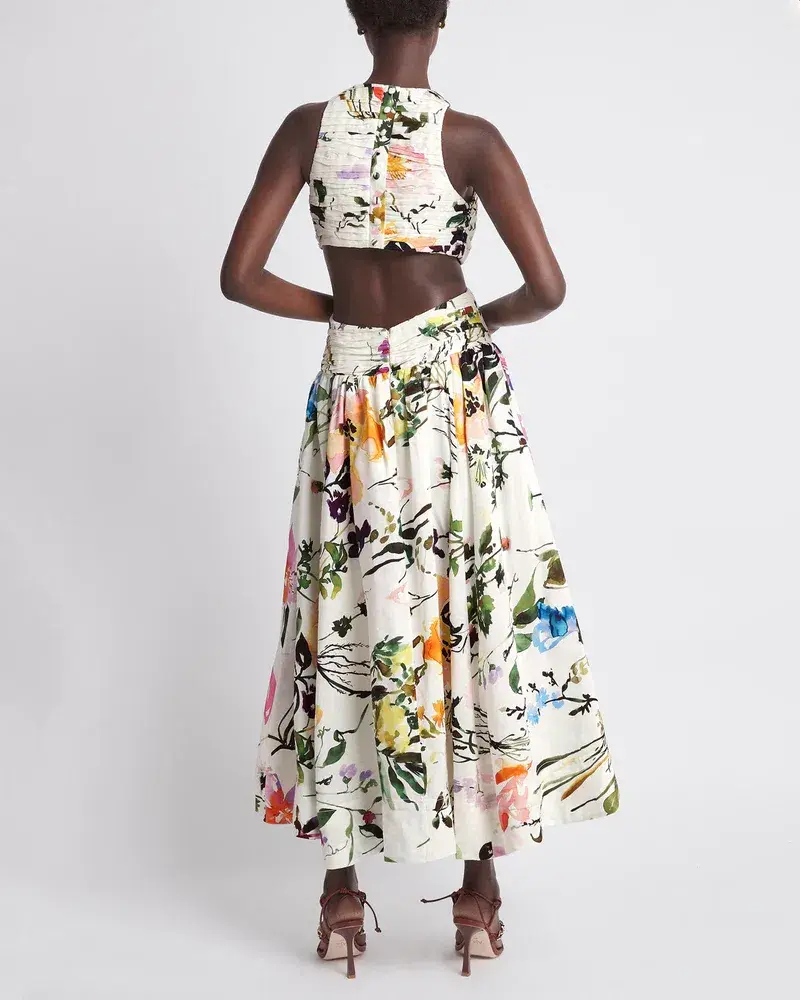 Aje Introspect Cut Out Midi Dress in Botanic Floral Print AU10 - Image 6