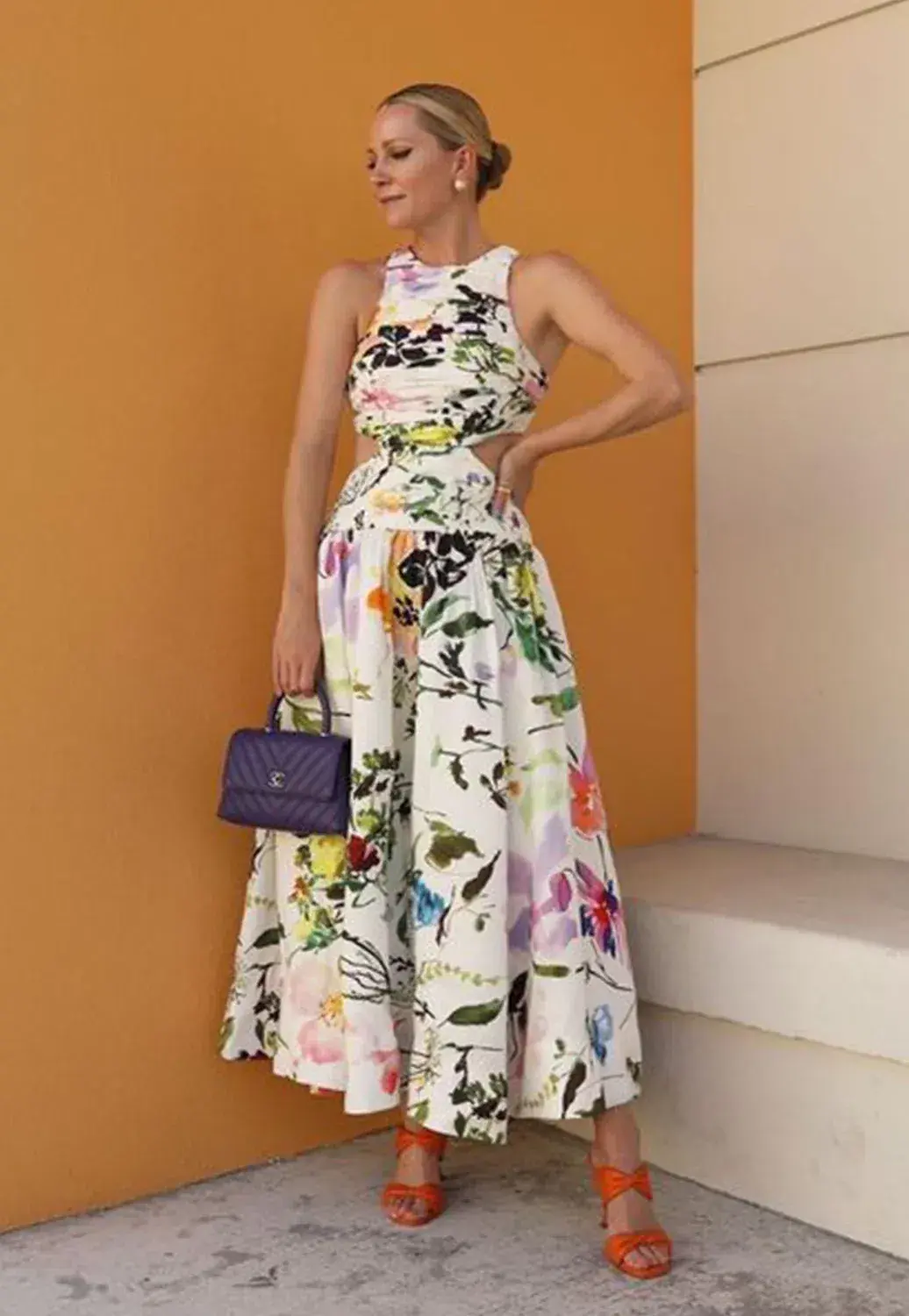 Aje Introspect Cut Out Midi Dress in Botanic Floral Print AU10 - Image 3
