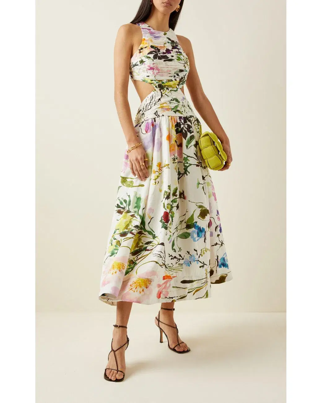 Aje Introspect Cut Out Midi Dress in Botanic Floral Print AU10 - Image 4