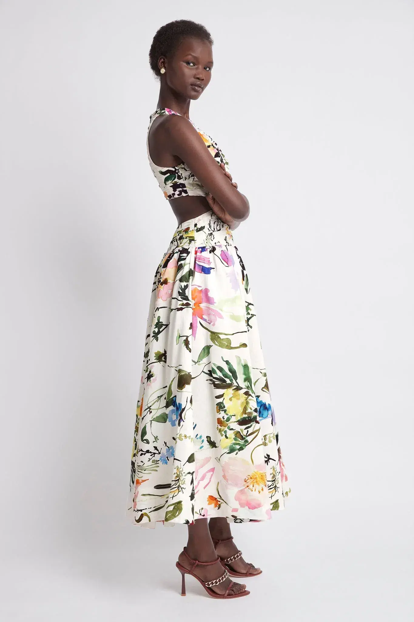 Aje Introspect Cut Out Midi Dress in Botanic Floral Print AU10 - Image 5