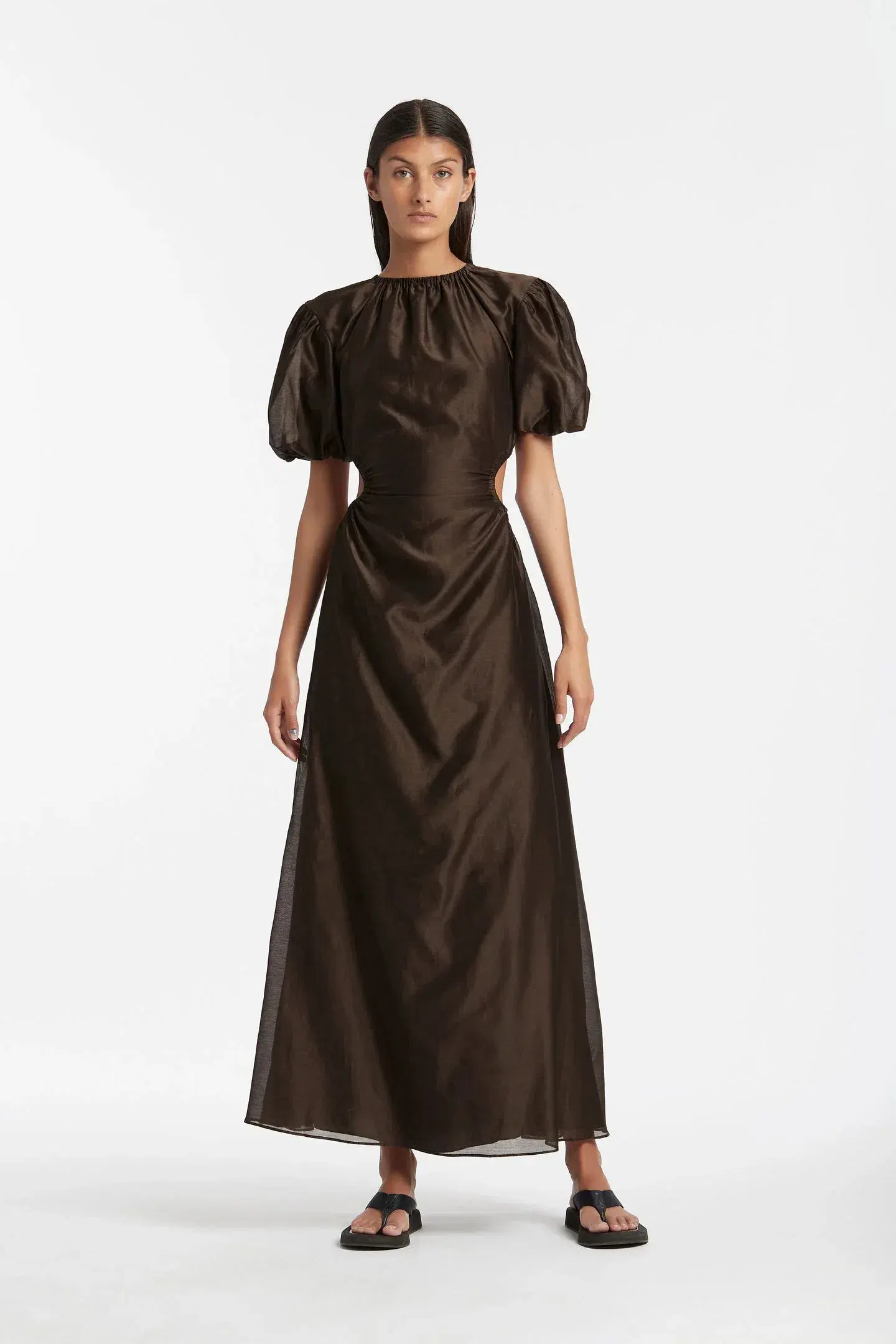 Sir the Label Anje Puff Sleeve Dress Brown Size AU 10 - Image 1
