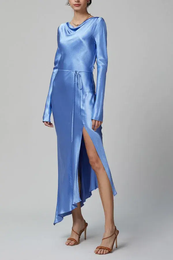 Bec & Bridge Delphine LS Midi Dress Cornflower Blue Size 8 - Image 1