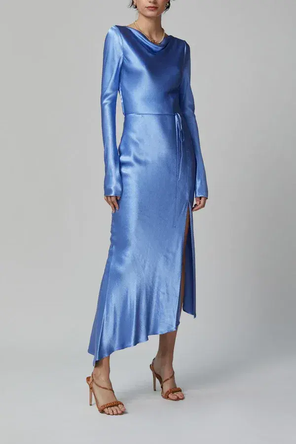 Bec & Bridge Delphine LS Midi Dress Cornflower Blue Size 8 - Image 2