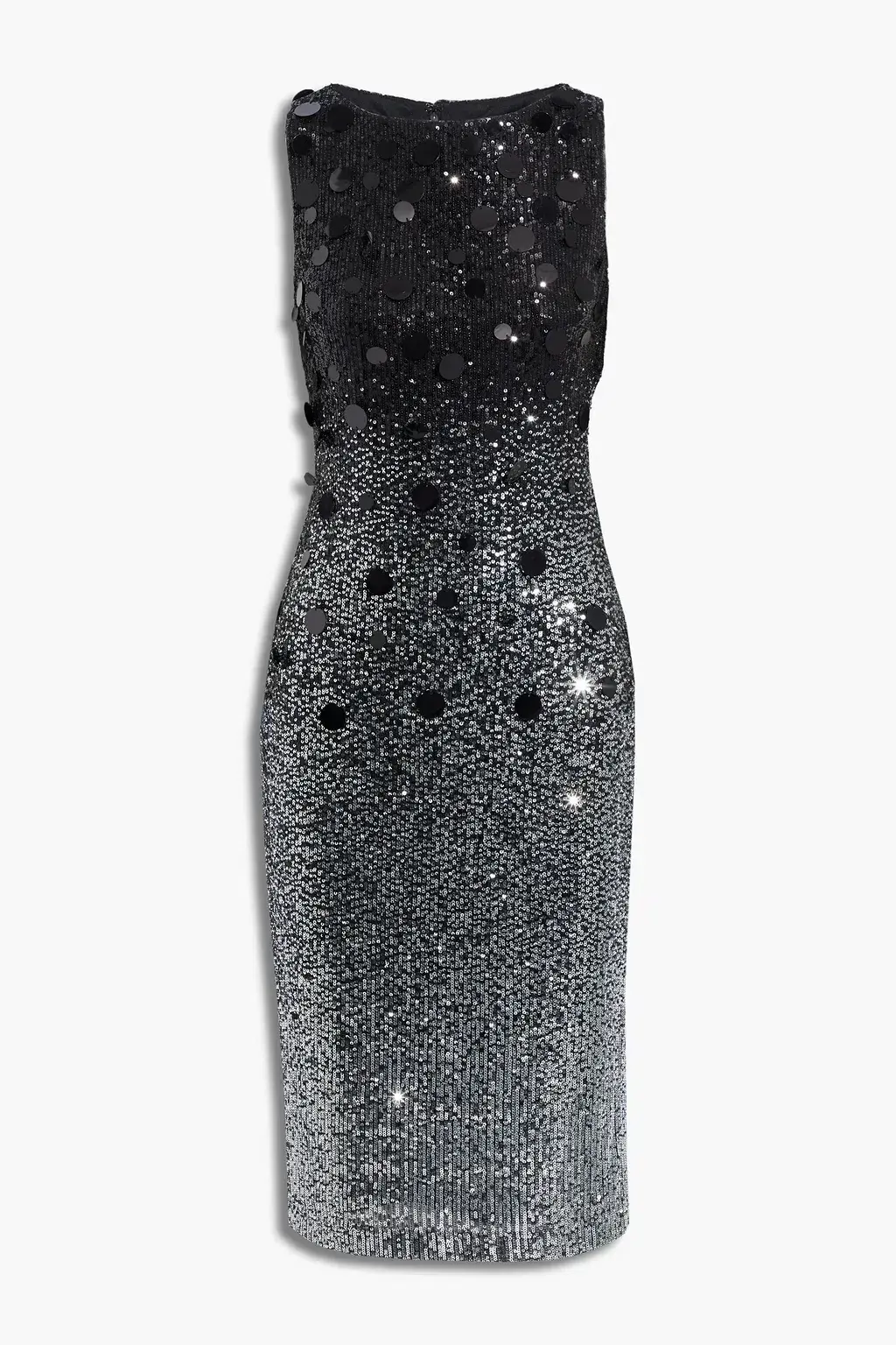 Badgley Mischka Sequined Stretch-Tulle Midi Dress Black and Silver Size 8 - Image 3