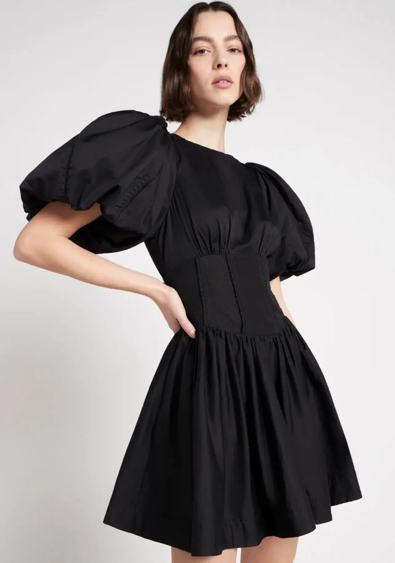 Aje Gianna Puff Sleeve Mini Dress Black Size 12  - Image 4