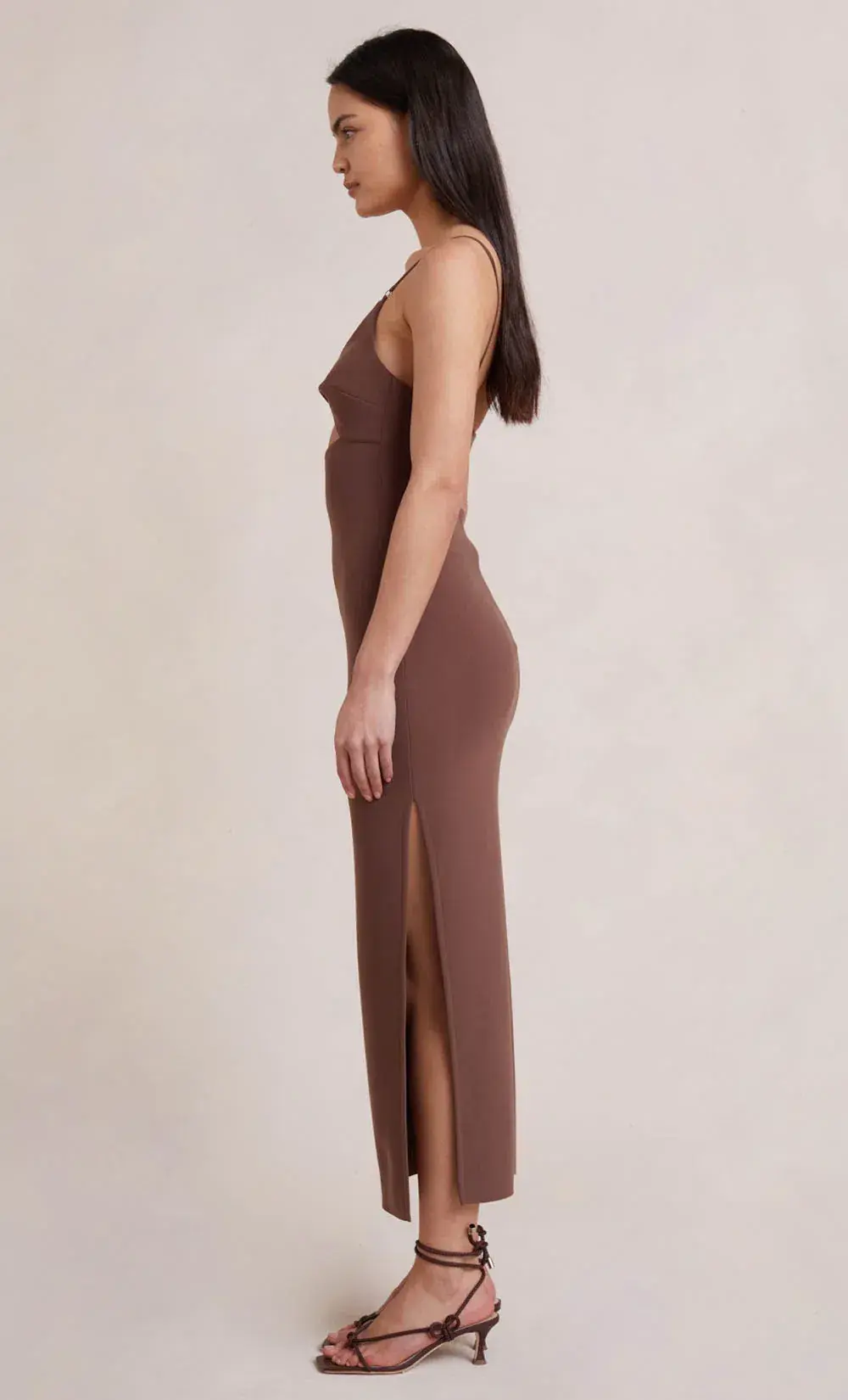 Bec & Bridge Ivy Midi Dress Dark Chocolate Size 6 - Image 2