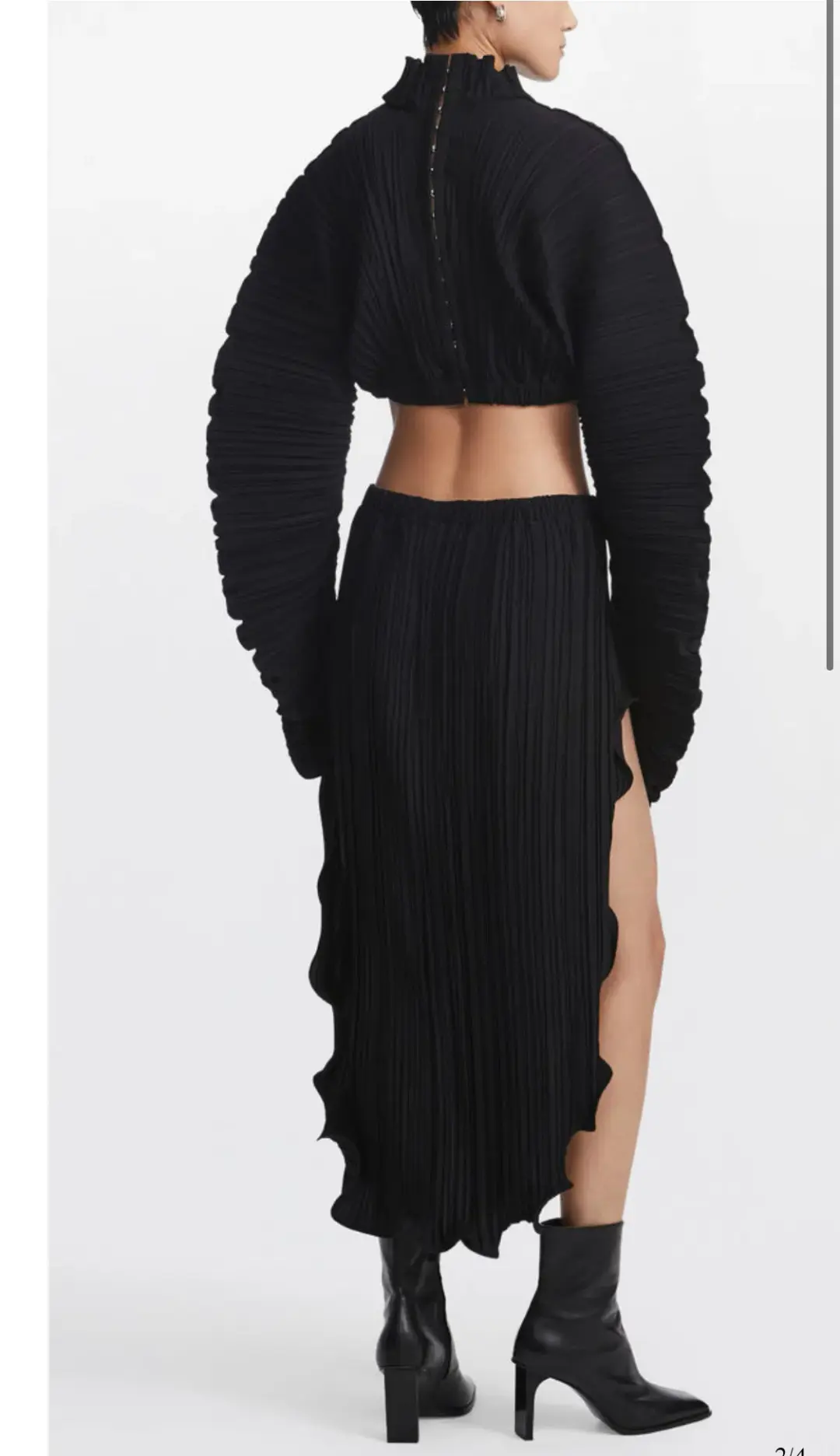 Dion lee Pleated Cocoon LS Top and Skirt Black Size 8 for rent on The Volte - main image