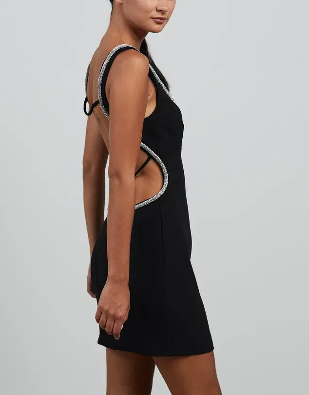 Nicola Finetti Short Rhinestone Dress Black Size 6 - Image 3