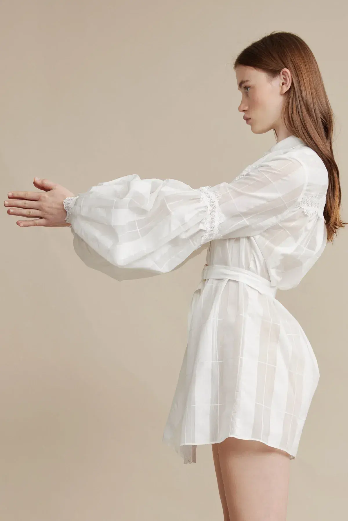 Acler The Rusper Dress in Ivory Check Size 8 - Image 3