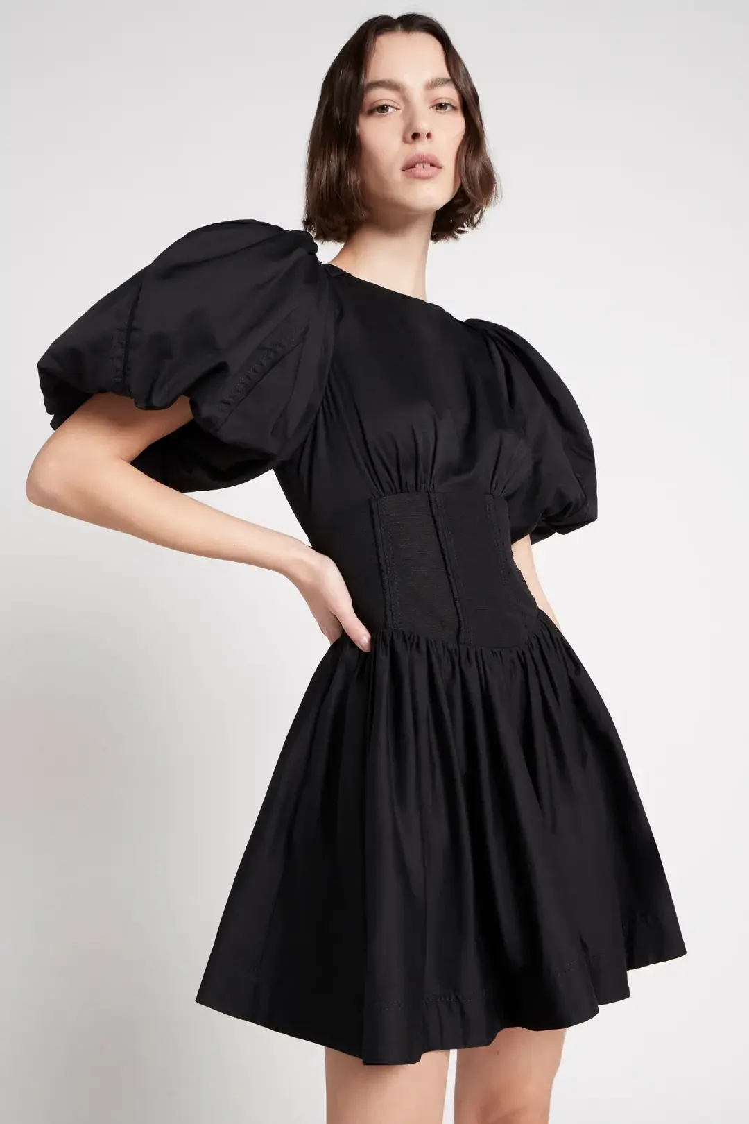 Aje Gianna Puff Sleeve Mini Dress Black Size 10 for rent on The Volte - main image