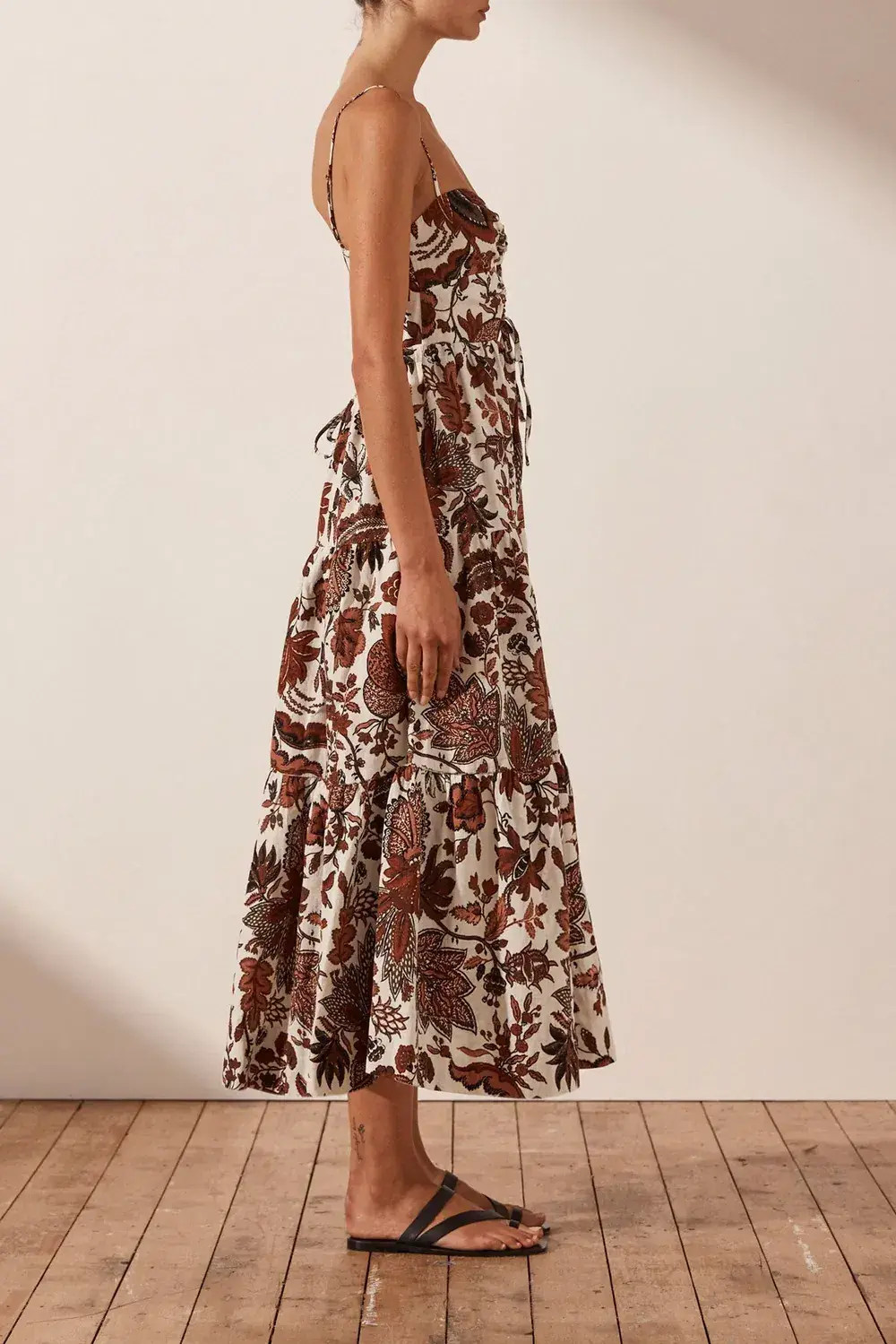 Shona Joy Catalina Lace Up Backless Midi Dress Print Size 8 - Image 2