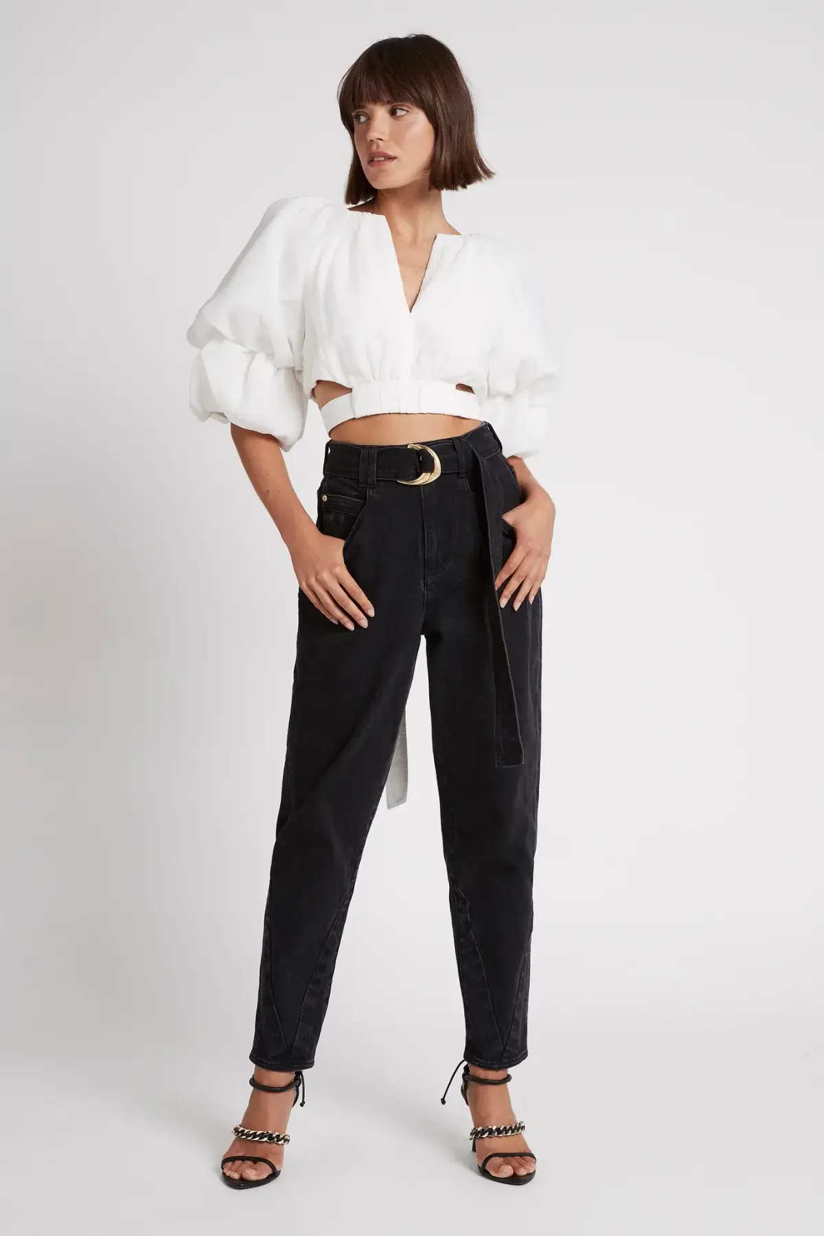 Aje Impression Cropped Tie Top White Size 8 - Image 1