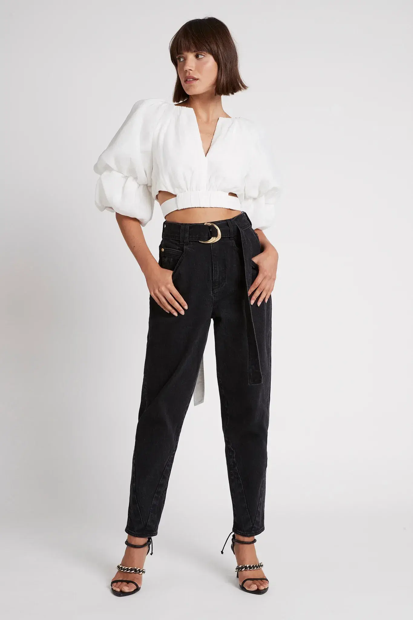 Aje Impression Cropped Tie Top White Size 8 - Image 1