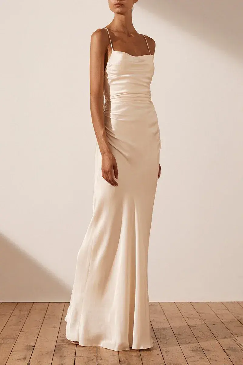 Shona Joy La Lune Lace Back Maxi Dress Cream Size 6 for rent on The Volte - main image