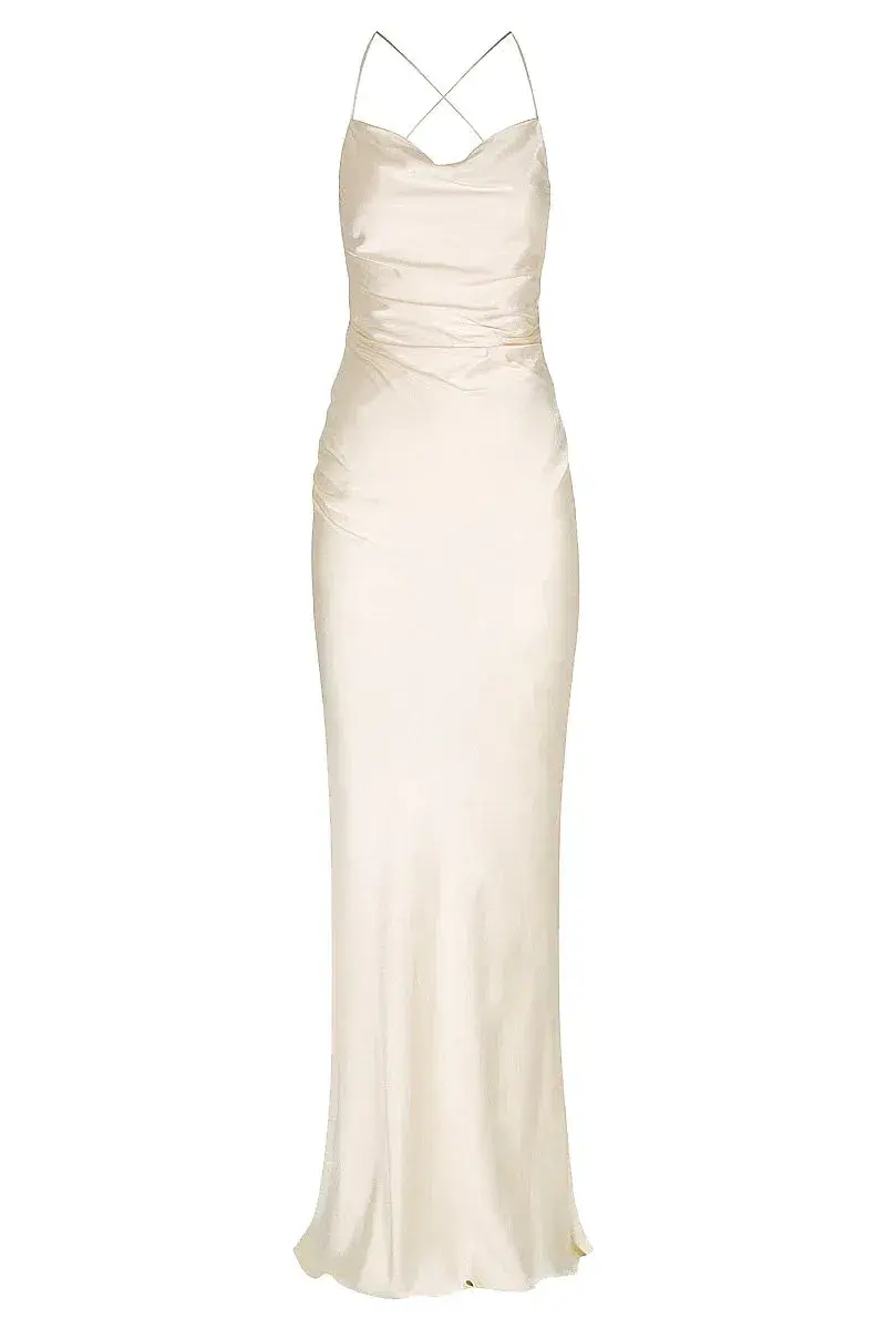 Shona Joy La Lune Lace Back Maxi Dress Cream Size 6 for rent on The Volte - main image