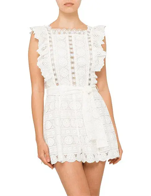 Zimmermann Kali Daisy Playsuit Ivory Size 0 / AU 8 for rent on The Volte - main image
