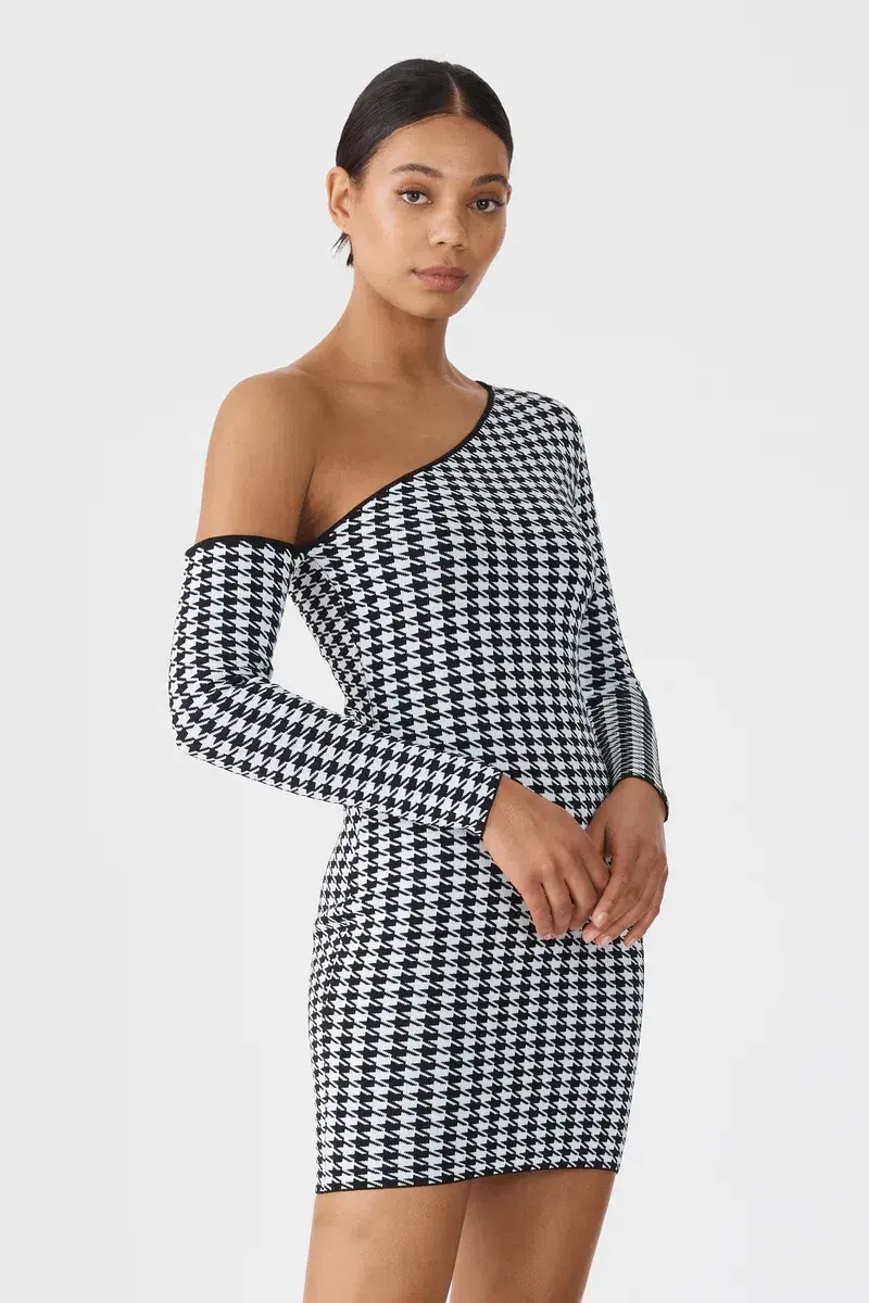 San Sloane Erika Mini Dress Houndstooth Size 8 - Image 2