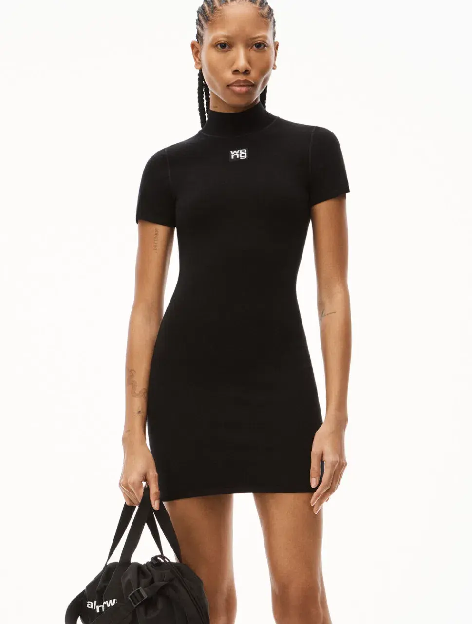 Alexander Wang Mock Neck Tee Mini Dress Black Size 6 - Image 2