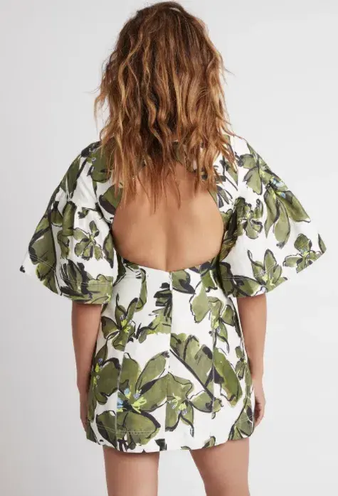 Aje Oasis Olive Leaf Cut Out Mini Dress Floral Size 4 - Image 6