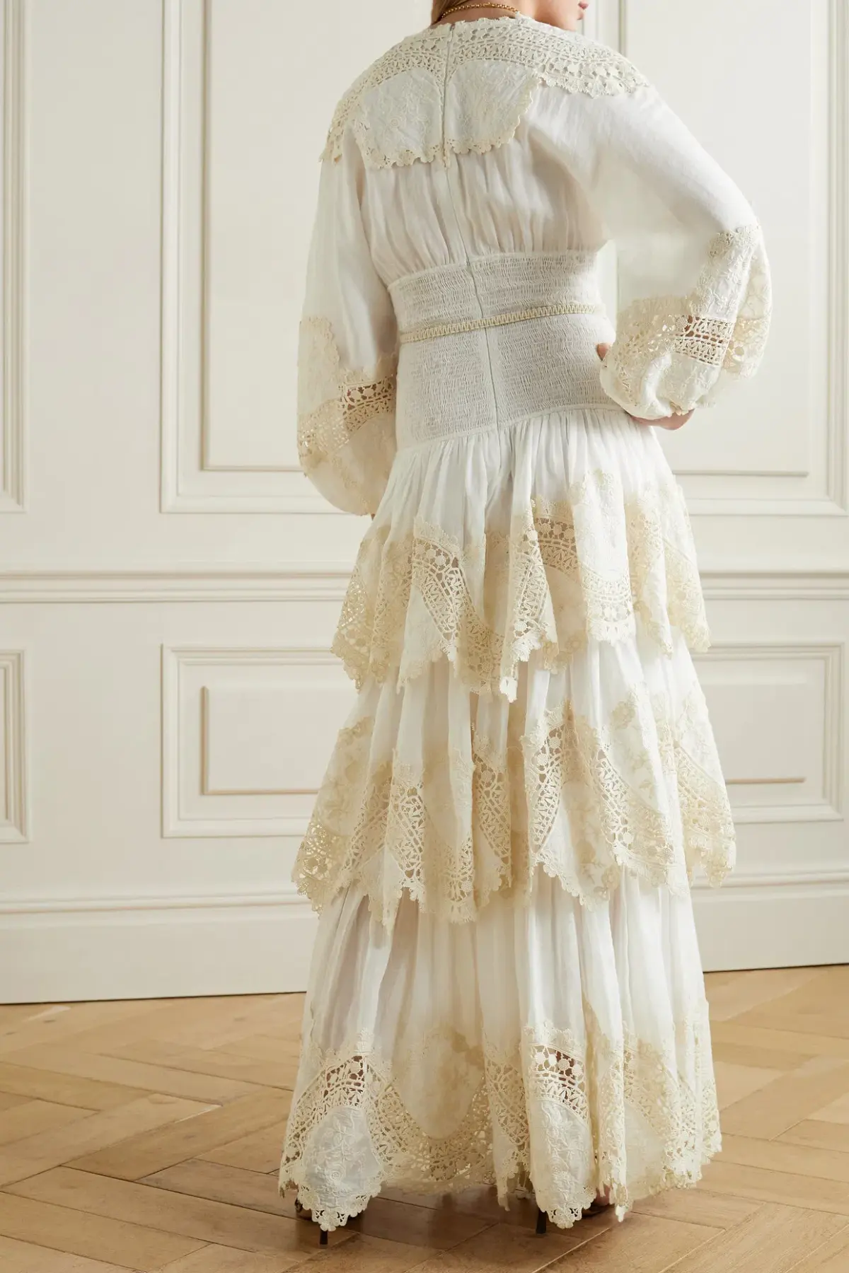 Zimmermann Pattie Embroidered Tiered Midi Dress Ivory Size 1 / Au 10 - Image 2