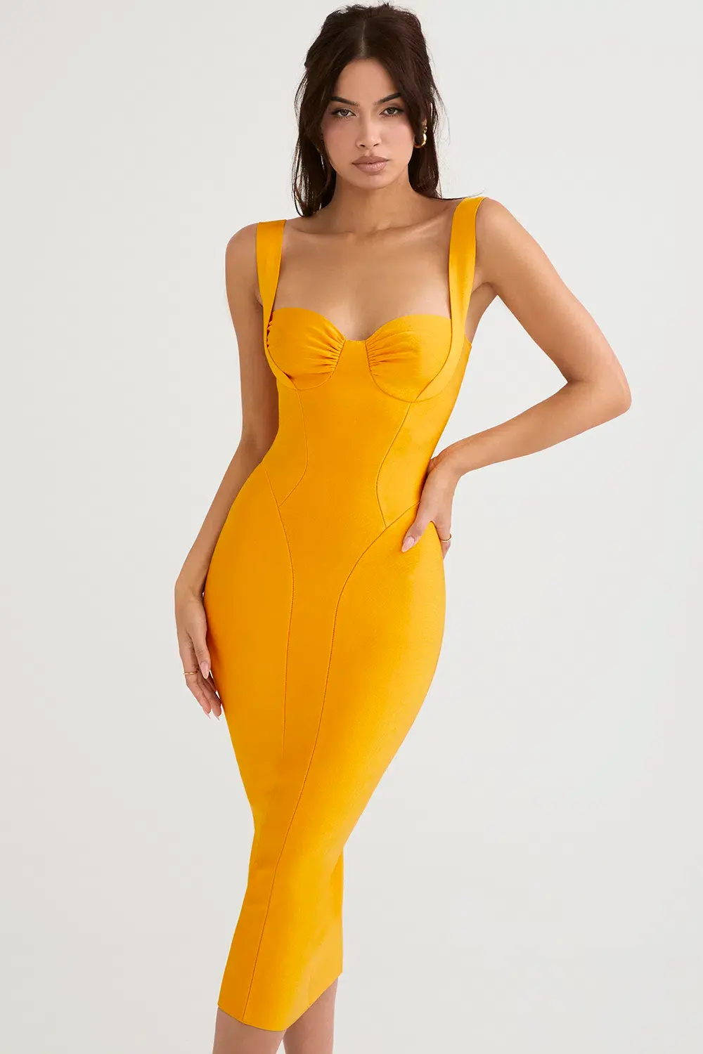 House Of CB Charlene Bandage Midi Dress Tangerine Size XS / Au 6 - Image 3