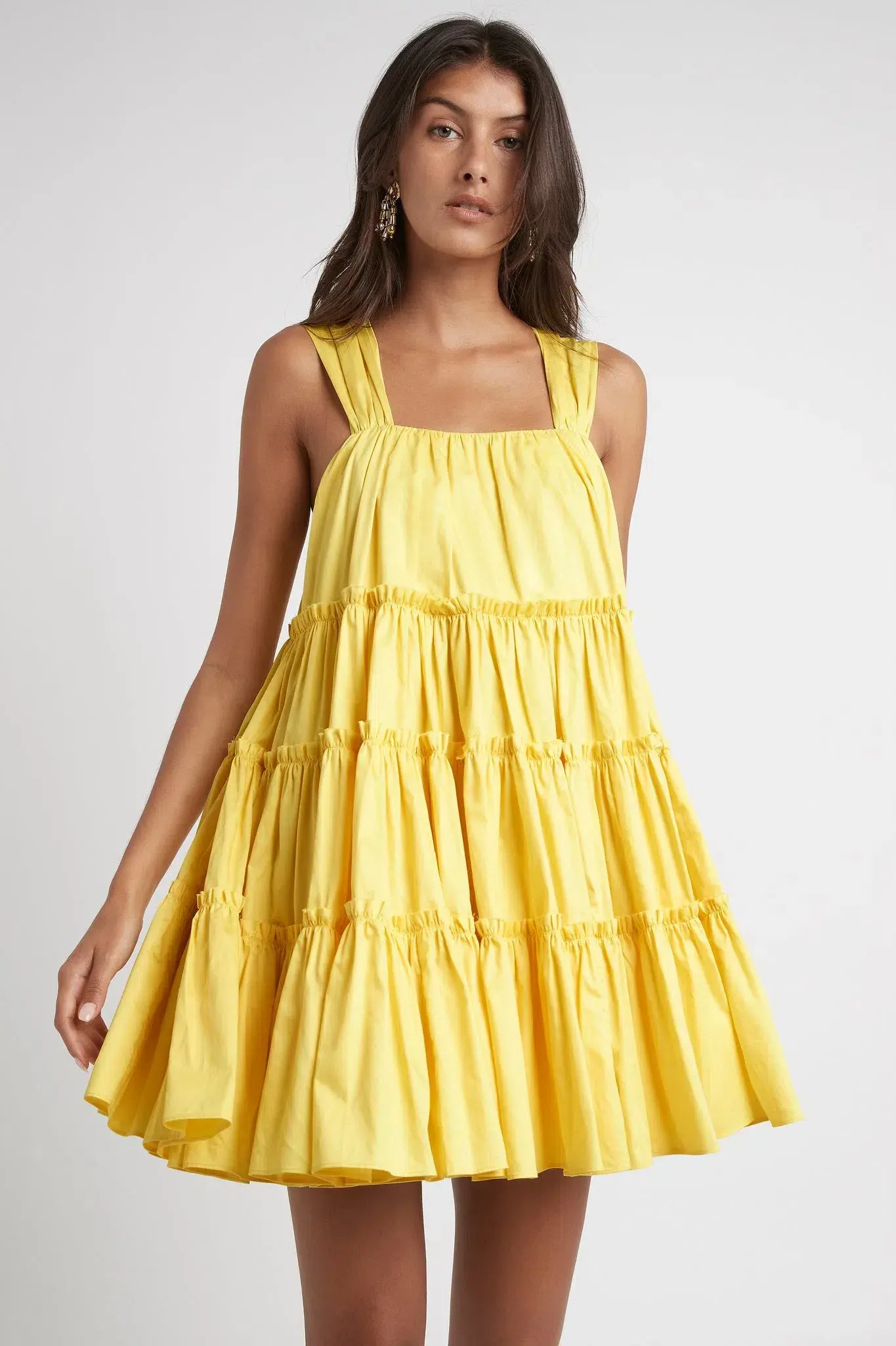 Aje Solstice Tiered Mini Dress Daisy Yellow Size 8 - Image 2