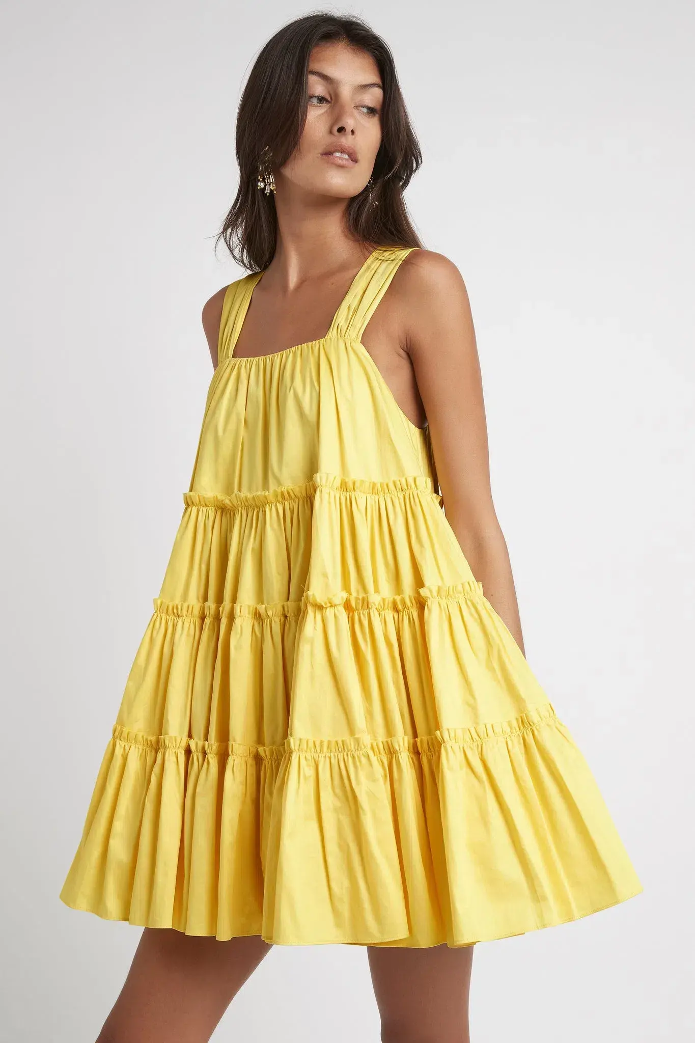 Aje Solstice Tiered Mini Dress Daisy Yellow Size 8 - Image 4