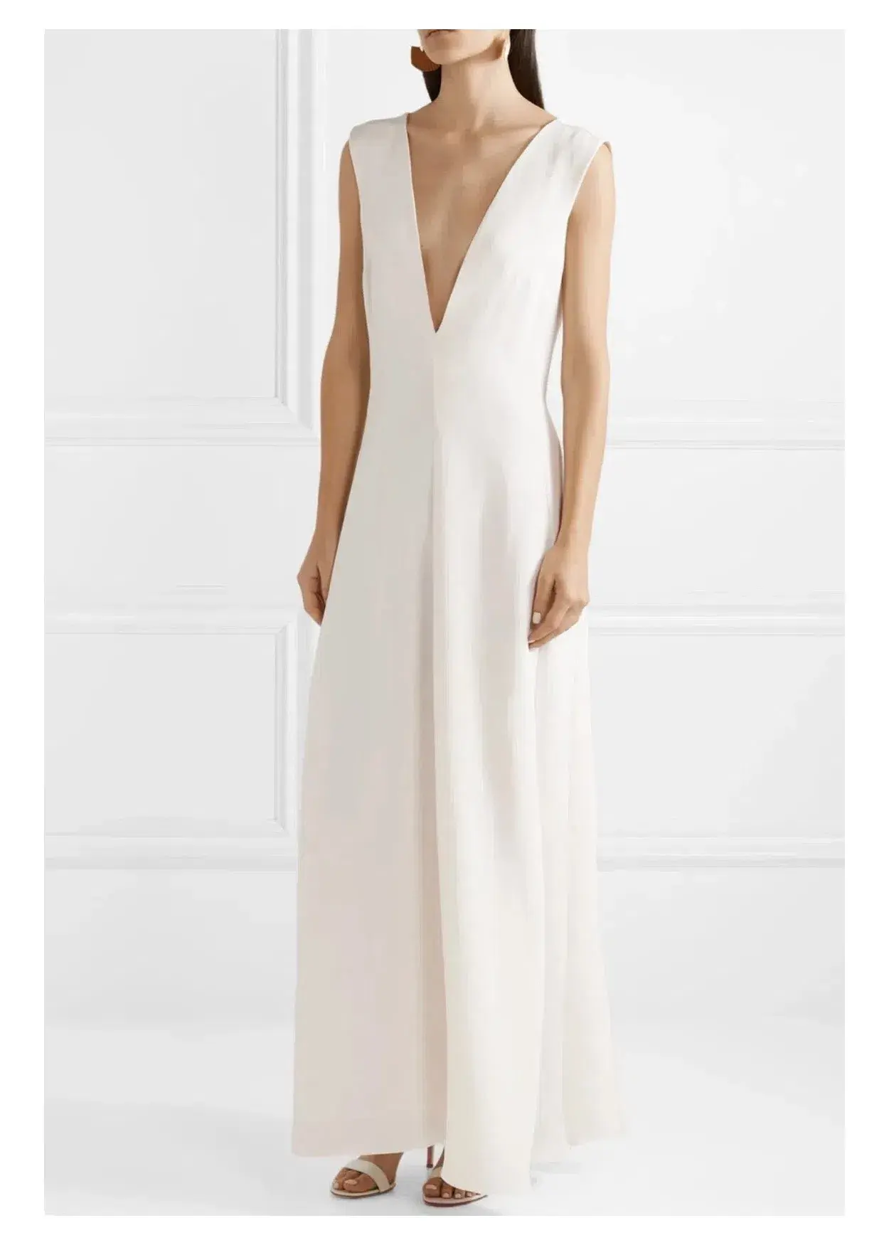 Michael Lo Sordo Silk Satin Maxi Dress White Size 12 - Image 1