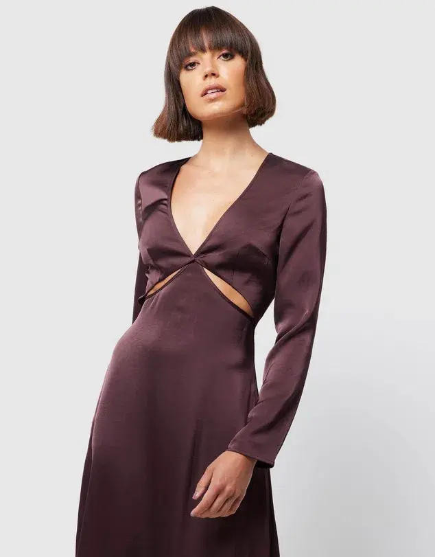 Mossman The Colossal Midi Dress Dark Cherry Size 6 - Image 2